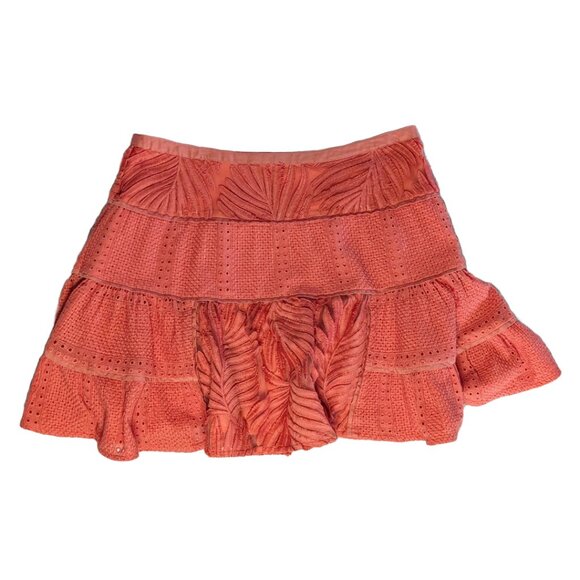 Banana Republic Heritage Collection Orange Lace Tiered A-Line Skirt Sz 12 - Picture 4 of 8